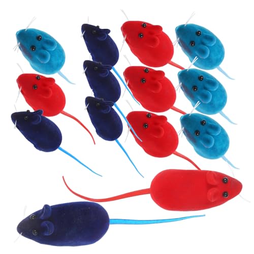 Yardwe 3 Sets Quietschendes Mausspielzeug für Katzen Vinyl Beflockung Interaktives Dekoratives Spielzeug Sicher 20 Stück X 3 von Yardwe