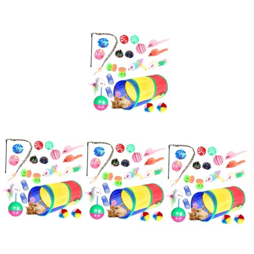 Yardwe 4er-Sets Katzenspielzeug Interaktive Katzentunnel Jagdspielzeug Für Hauskatzen Kätzchenspielzeug Für Hauskatzen Katzenspielzeug 20 Stück * 4 von Yardwe