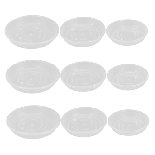 Yardwe 9Stücke Teiliges Plastiktöpfe Untersetzer Transparente Pflanzenschalen mit Wasserauffangfunktion für Blumentöpfe für Pflanzenpflege und Stabilität von Yardwe