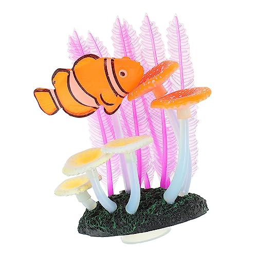Yardwe Aquarium-dekor Künstliche Korallenriffdekoration Aquariumzubehör Aquarium-meerespflanzen Vogelwasserflasche Aquarienverzierung Figuren Korallenbecken Kieselgel Falsche Koralle von Yardwe
