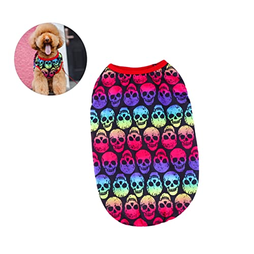 Yardwe Bunter Skull Hundepullover Halloween Kostüm Warmer Bequemer Hundepullover für Kleine Hunde Einfach Auszuziehen für Halloween und Party Outfits von Yardwe