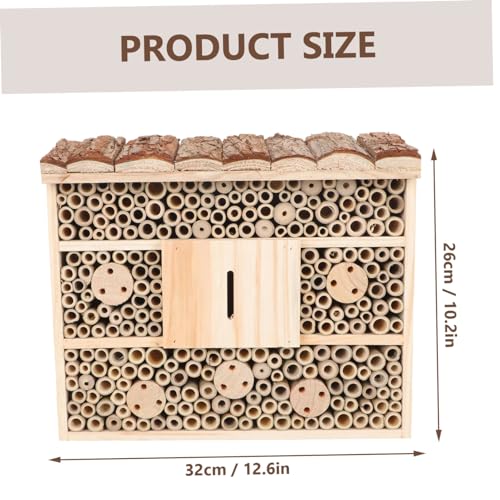 Yardwe Dekoratives Bienenhaus aus Holz Insektenhotel für Garten und Terrasse Nisthilfe für Wildbienen Fördert Lebensraum von Schmetterlingen und Marienkäfern Naturfreundliche Garten von Yardwe