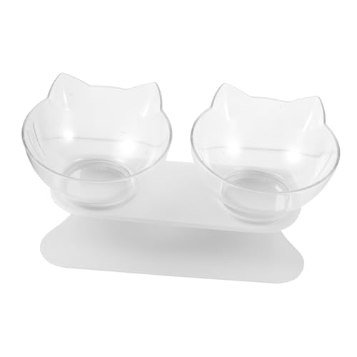 Yardwe Doppelschüssel Für Katzen Und Haustierschale Mit Rutschfester Basis Für Nassfutter Zu Reinigen Transparentes Design von Yardwe