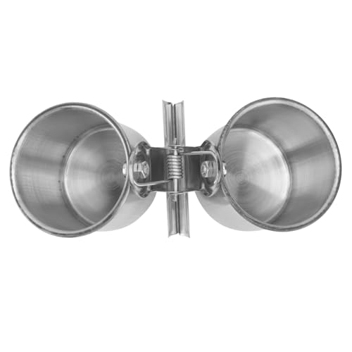 Yardwe Edelstahl -Futter -Tasse Wasserbecher Clip-Vogelschale Vogelfütterer Futter- und Wasserspender für Papageien Vogelfütterungsbecher Essen Vogelschüssel Futternapf für Vögel Silver von Yardwe