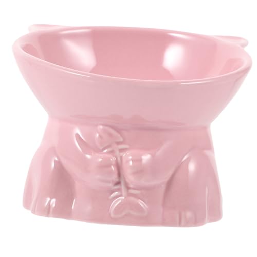 Yardwe Erhöhte Katzenfutter Und Wasserschale Ergonomischer Rutschfester Futternapf Für Katzen Und Hunde Keramik Mit Nackenschutz Für Bequemes Fressen Und Trinken Pinker von Yardwe