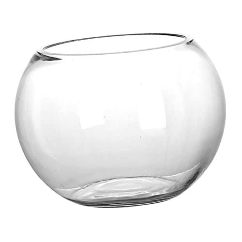 Glas-Aquarium Runde Vasen Für Tafelaufsätze Glas-Blumenvase Klare Vasen Breite Blumen-Glasvase Anzuchtstationsbehälter Schwimmende Kerzen Glas-Fischglas Glas-Goldfischglas von Yardwe