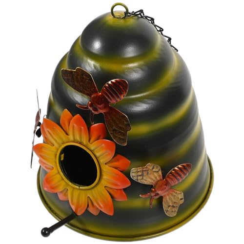 Yardwe Hängendes Bienenstock-Vogelhaus Vogelnest Im Freien Mit Sonnenblumen-Honigbienen- Wildvogel-Hängest Park-Vogel-Wohnhaus Für Hinterhof-Rasen- Für Finken-Kardinal von Yardwe