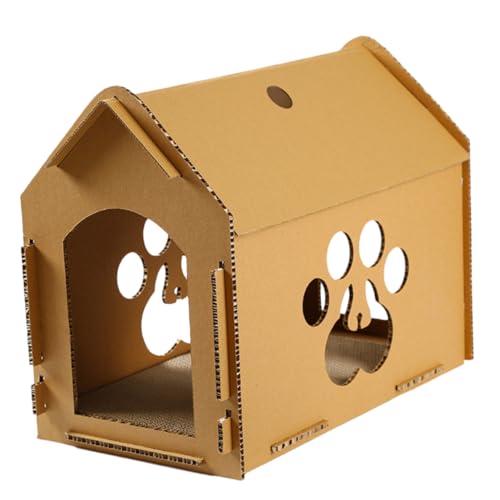Yardwe Halbgeschlossenes Katzenkratzhaus Aus Wellpapier DIY Katzen Und Kratzbrett Für Katzen Und Umweltfreundliches Katzenpapierhaus von Yardwe