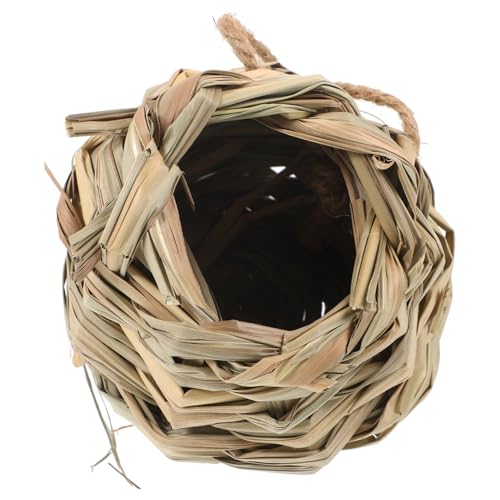 Yardwe Hamster-Gras-Nest Vogelhaus Bausatz Geflochtenes Vogelhaus Sittich Nest Hamsterkäfig Handgewebtes Vogelnest Kolibri-hütte Vogelhaus-Set Spielzeuge Eichhörnchen Langen Schwanz Stroh von Yardwe