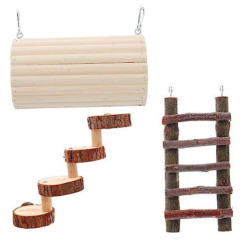 Yardwe Komplettes Hamster-spielset – Tunnel Leiter Und Baumstamm Aus Holz – Haustier-aktivitätszentrum Für Kleintiere von Yardwe