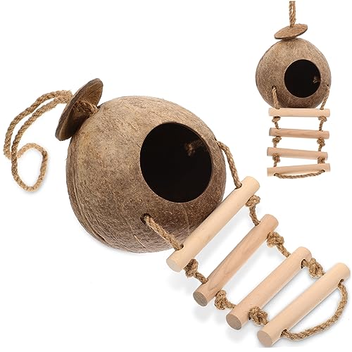 Yardwe Hamster Kokosnuss Schalen Nest Meerschweinchenkäfig Plüsch Kleines Aquarium Tank Versteck Hamster-kletterbrücke Rattenfalle Meerschweinchen Verbirgt Sich Holz Coffee von Yardwe