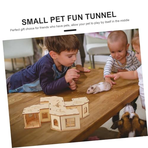 Yardwe Hamster Tunnel aus Natürlichem Holz Labyrinth Bunker Wippe Sicheres Kletter Versteckhaus für Kleine Haustiere Wie Hamster und Mäuse von Yardwe