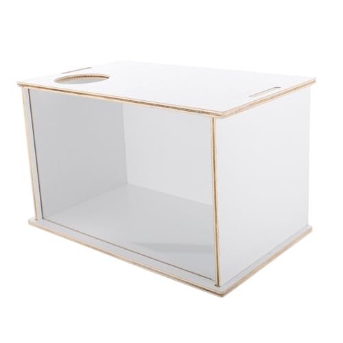 Yardwe Hamsterbad Badewanne Bad Toilette Holzdekor Chinchilla Badesand Chinchilla-Trockenbad Hamster sandbad Hamster klo Multifunktions-Sandbad Chinchilla-Versorgung HolzAcryl Weiß von Yardwe
