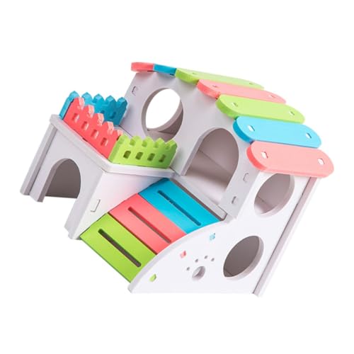 Yardwe Bunter Hamster-Haus Aus Holz Abnehmbares DIY Schlafbett Für Kleine Haustiere Als Spiel Rückzugsort Für Zwerghamster Und Andere Nager Yardwe Bunter Hamster-Haus Aus Holz Abnehmbares DIY Schlafbett Für Kleine Haustiere Als Spiel Rückzugsort Für Zwerghamster Und Andere Nager von Yardwe