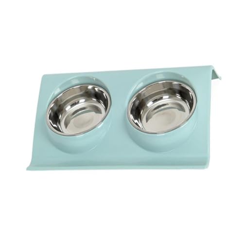Yardwe Z-Form Edelstahl Haustier-doppelnapf Für Katze Und Hund Blauer Futter Und Wasserspender Abnehmbar Und Leicht Zu Reinigen Für Gleichzeitige Fütterung von Yardwe