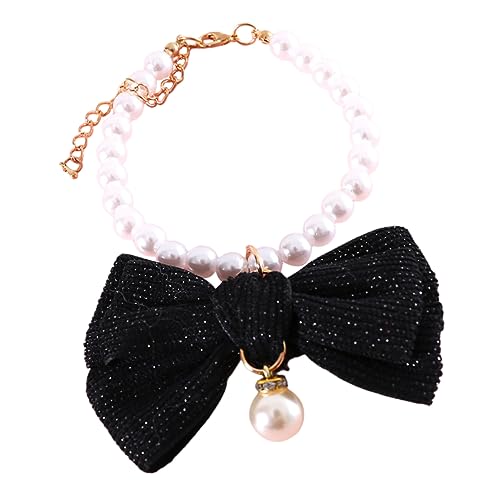 Yardwe Haustierhalsband Katzen-Hochzeitshalsband exquisites Katzenhalsband Halskette Perle Hundebedarf Tragbares Katzenhalsband Kätzchen Zubehör Krawatte Strasssteine schmücken Plastik von Yardwe