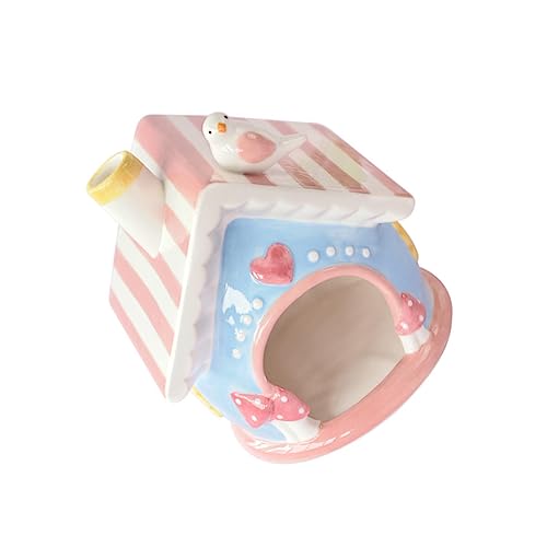 Yardwe Heimtierbedarf Hamsterkäfige und Lebensräume klein Porzellan Chinchilla Versteck hamsterhaus hamsterbett Hamsterhöhle nagerhaus Mini Hamsternest Haustierruhe Nest Keramik Rosa von Yardwe