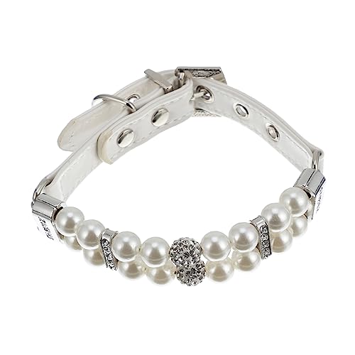 Yardwe Hund perlenhalsband Perlenkette Kragen Halskette Hochzeitskragen für Halsketten eine Halskette Perlenhalsbänder für Hunde aus Katzenimitationsperlen die Katze Gürtel Pu von Yardwe
