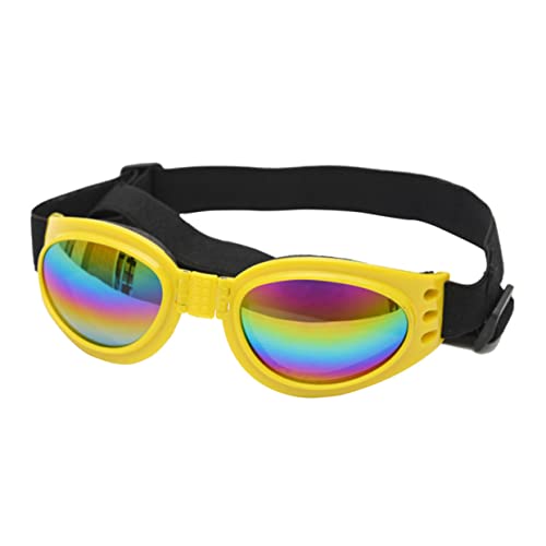 Yardwe Hundesonnenbrille Uv Schutz Verstellbar mit Elastischem Band Kunststoffrahmen Breiter Nasensteg Winddichte Hundebrille für Kleine Hunde Modisches Design Optimaler Pfotenschutz von Yardwe