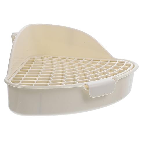 Yardwe Kasten Haustiertoilette Ecke Hasenkisten dreieckig Mülleimer Hasen-Katzentoilette Töpfchen für Kaninchen Chinchilla wc Rabbit Toilette Eckstreuwanne Plastik Weiß von Yardwe