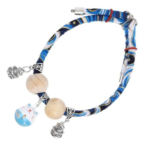 Yardwe Breakaway Katzenhalsband Glocke Im Japanischen Stil Kätzchen Halskette Haustier Halskette Handarbeit Holzperle Katzenhalsband Sicherheitsseil Größenverstellbar von Yardwe