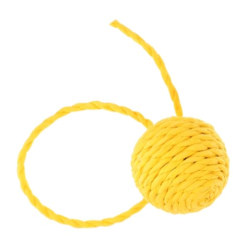 Yardwe Fuzzy Cat Mit Interaktive Katzenspielzeuge Aus Sisal Für Kratzbäume Attraktive Spielzeit Für Wohnungskatzen Austauschbare Ballersatzteile Hellgelb von Yardwe