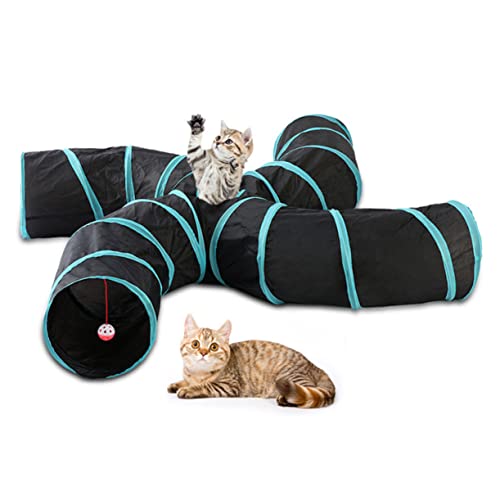Yardwe Cat Foldable Tunnel Spielzeug Für Katzen Interaktiver Katzentunnel Für Spiel Und Spaß Faltbar Platzsparend Für Kätzchen Und Kleine Haustiere von Yardwe