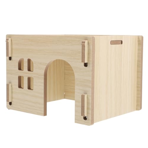 Yardwe Kleintierversteck aus Holz Multifunktionales Hamsterhaus mit Futter und Wasserstation für Hamster Chinchillas und Andere Nagetiere Langlebig und Pflegeleicht von Yardwe