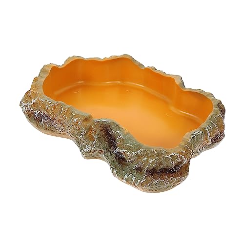 Yardwe Reptilien-Futter Und Wasserschale Aus Hochwertigem Harz Für Schildkröten Und Echsen Natürliches Design Für Mehr Langlebig Und Pflegeleicht Für Terrarien von Yardwe