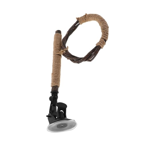 Yardwe Multifunktionale Holz Saugnapf Vogelstange mit Schaukel und Kauspielzeug für Kleine Vögel und Wellensittiche für Käfigzubehör von Yardwe