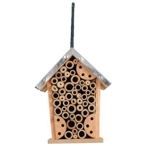 Yardwe Outdoor-Hotel Insektenhotel Nützlingshaus Gartenhotel für Insekten schmetterlingshaus Bienenhotel Bienenhaus aus Holz Bienenstock Marienkäfer bestäuberhaus für Bienen Eisen von Yardwe