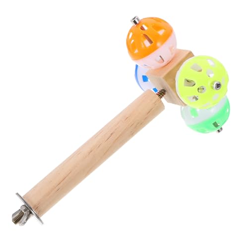 Yardwe Holz Vogelsitzstange mit Glocke für Papageien und Nymphensittiche Vogelkäfig Zubehör Naturholz Einfach zu Montieren Spielzeug für Vögel Geeignet für Käfige von Yardwe