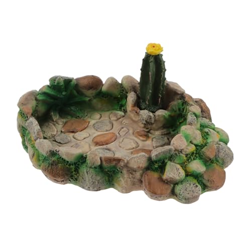 Yardwe Niedliche Wasserschale Aus Kunstharz in Kaktusform Für Reptilien Futterspender Für Landschildkröten Und Aquarien von Yardwe