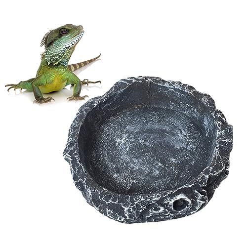 Yardwe Reptilien-wassernapf Aus Synthetischem Harz Kleiner Runder Futternapf Für Schildkröten Echsen Schlangen Einfach Zu Reinigen rutschfest Für Terrarien Und Kleine Haustiere von Yardwe