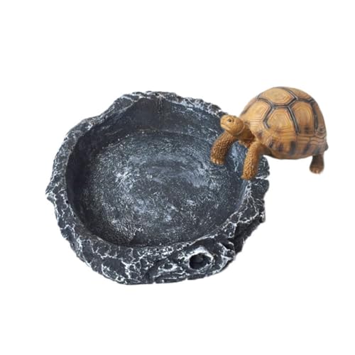 Yardwe Reptilienschalen Becken Wärmelampe Schildkröte Rundes Becken Kunstharz Für Eidechsen Schlangen Und Frösche von Yardwe