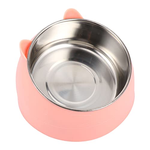Yardwe Schrägige Katzenschale katzenfutter pet Supplies Wassernapf dogbowl katzentasse Fütterung Schüsseln erhöht Futterautomat für Haustiere Fressnapf für Haustiere Rostfreier Stahl Rosa von Yardwe