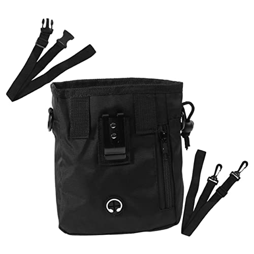 Yardwe Tragbare Futtertasche Hundetraining Futterbeutel Leckerli Beutel aus Nylon mit Mehrfachfach für Snacks Zubehör und Alltag Schwarz Praktische Trainings und Spaziergangstasche von Yardwe