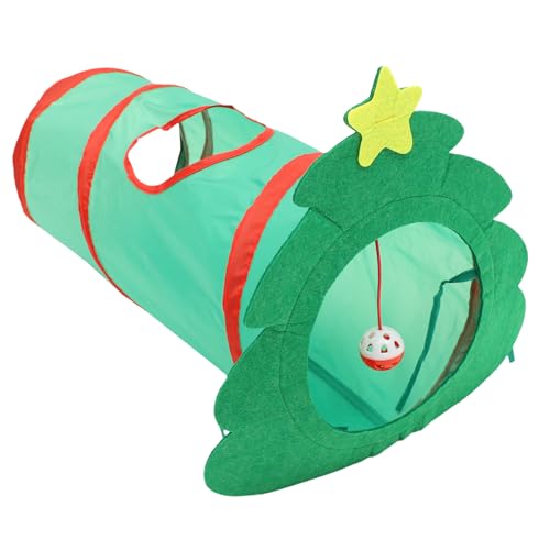 Yardwe Cat Tunnel Spielzeug Für Katzen Faltbares Katzenversteck Mit Weihnachtsbaum-Design Interaktives Tunnelbett Für Spiel Und Entspannung Für Indoor-Haustiere von Yardwe