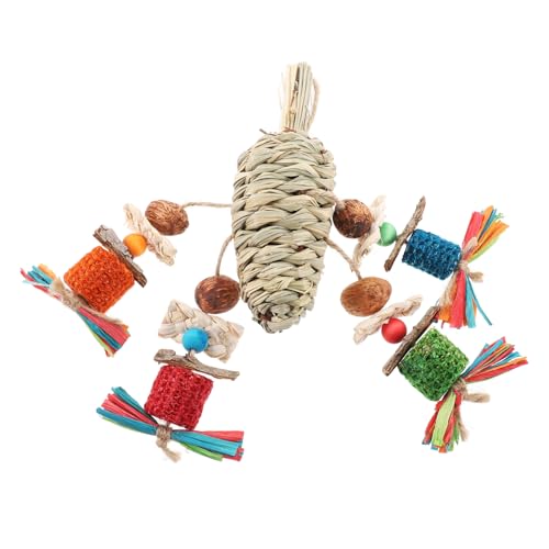 Yardwe Hängendes Kauspielzeug für Papageien Natürliches Vogelspielzeug Beißspielzeug für Vögel Spaßspielzeug für Vogelkäfige Großes und Langlebiges Spielzeug für Haustiervögel von Yardwe