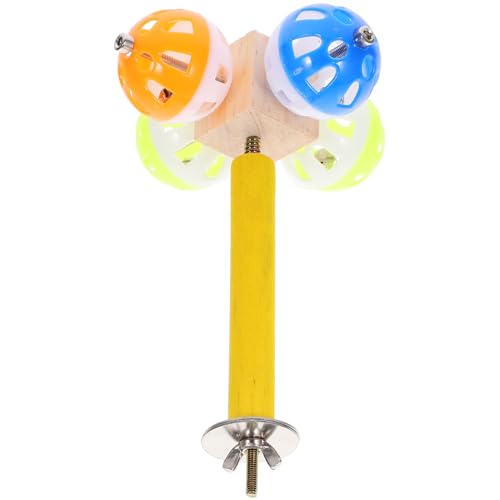 Yardwe Kleiner Papageienstand Mit Glocke Holzspielzeug Für Vögel Als Beschäftigung Geistigen Entwicklung Im Käfig Für Wellensittiche Und Nymphensittiche von Yardwe