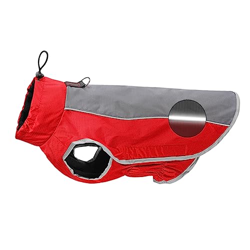 Yardwe Wasserdichter Hundemantel Warme Winterjacke Für Hunde Atmungsaktiv Und Bequem Mit Reflektierenden Details XL Rot Für Regen Und Kälte von Yardwe