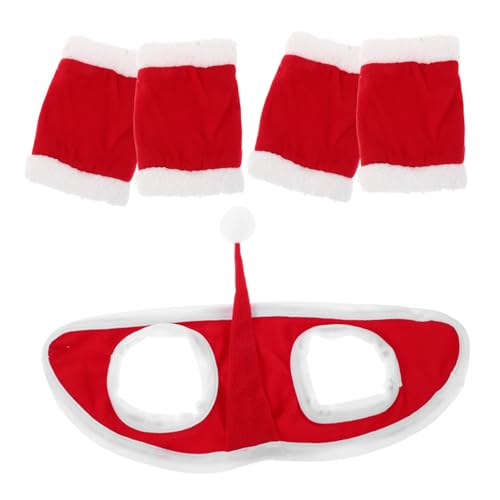 Yardwe Weihnachts Pferde Kostüm Zubehör mit Beinwickeln und Mütze Robustes Schutz Party-Accessoire Angenehmes Material für Komfortablen Sitz Leicht zu Reinigen Festliche Dekoration von Yardwe