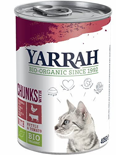 Yarrah Bio Katze Dose Bröckchen Huhn mit Rind (6 x 405 gr) von Yarrah