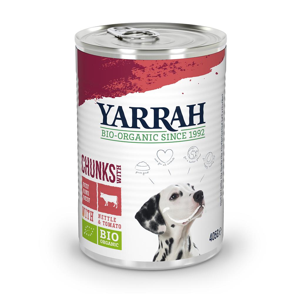 Sparpaket Yarrah Bio - Bio-Rind mit Bio-Brennnesseln & Bio-Tomate 12 x 405 g von Yarrah