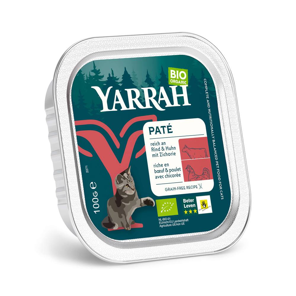 Sparpaket Yarrah Bio 12  x 100 g - Pâté: Bio-Rind mit Bio-Zichorie von Yarrah