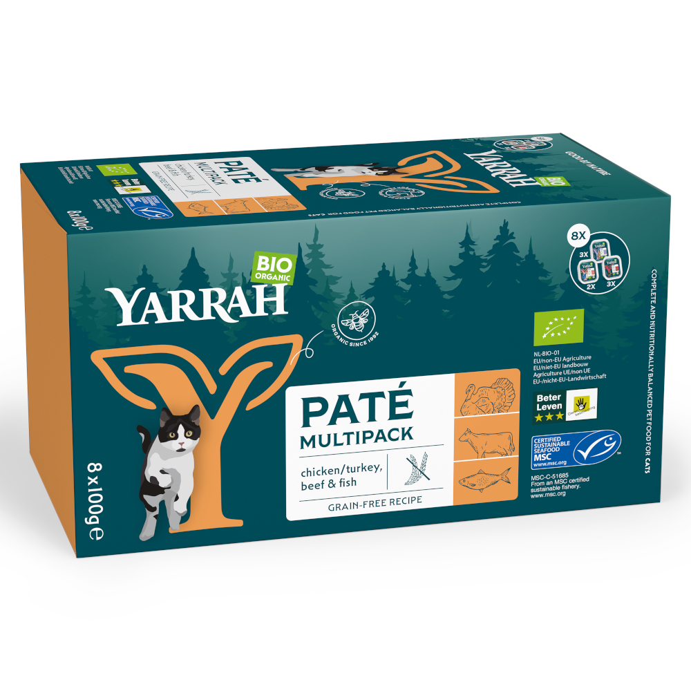 Sparpaket Yarrah Bio 48 x 100 g - Pâté-Mix (3 Sorten) von Yarrah