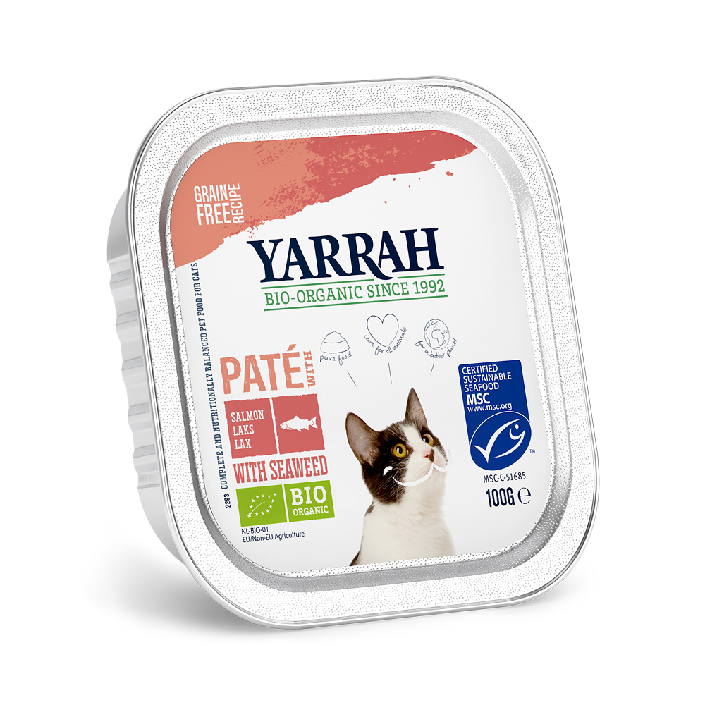 Sparpaket Yarrah Bio 48 x 100 g - Pâté: Lachs mit Bio-Meeresalge von Yarrah
