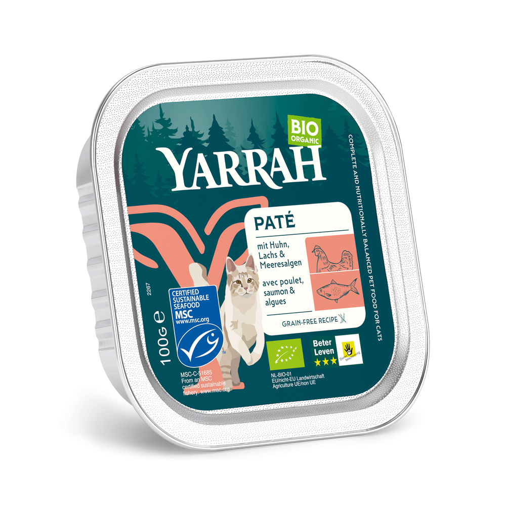 Sparpaket Yarrah Bio 48 x 100 g - Pâté: Lachs mit Bio-Meeresalge von Yarrah