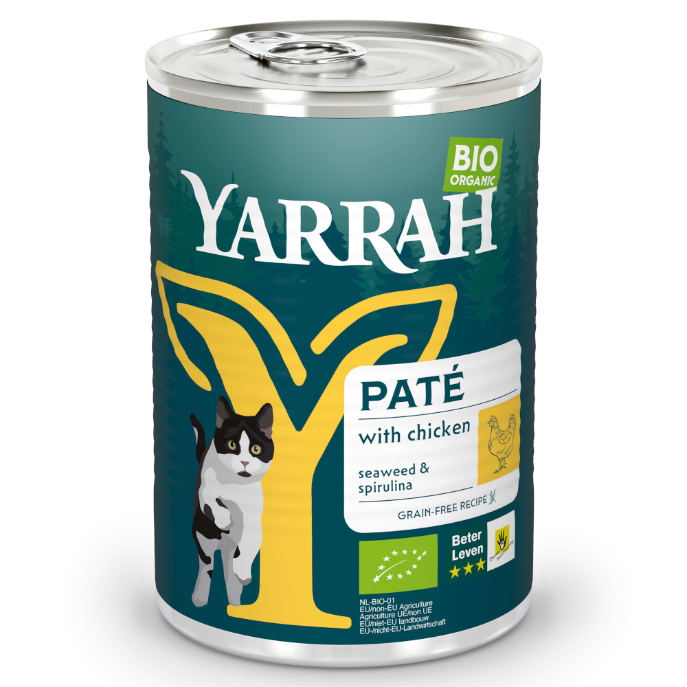 Sparpaket Yarrah Bio Pâté  12 x 400 g - Mix Bio Huhn + Bio-Huhn & Fisch von Yarrah