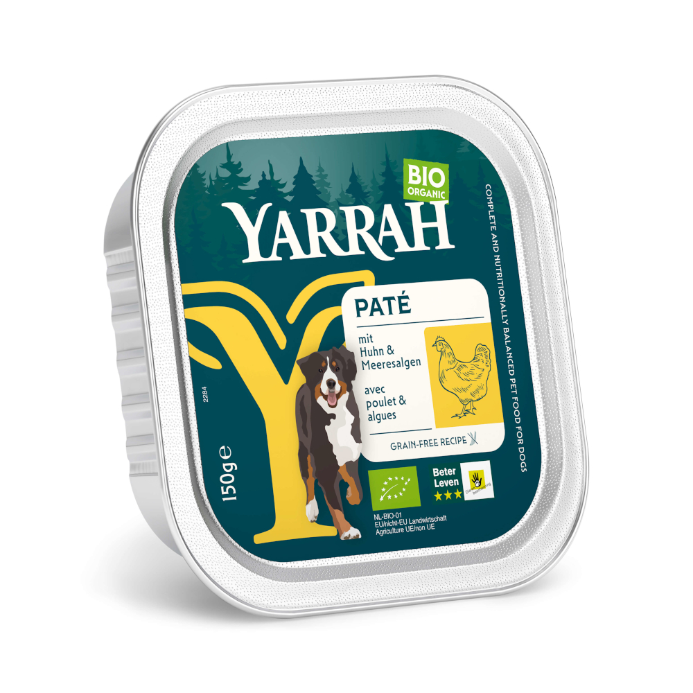 Sparpaket Yarrah Bio Schalen 36 x 150 g - Paté Bio Huhn mit Bio Meeresalgen von Yarrah